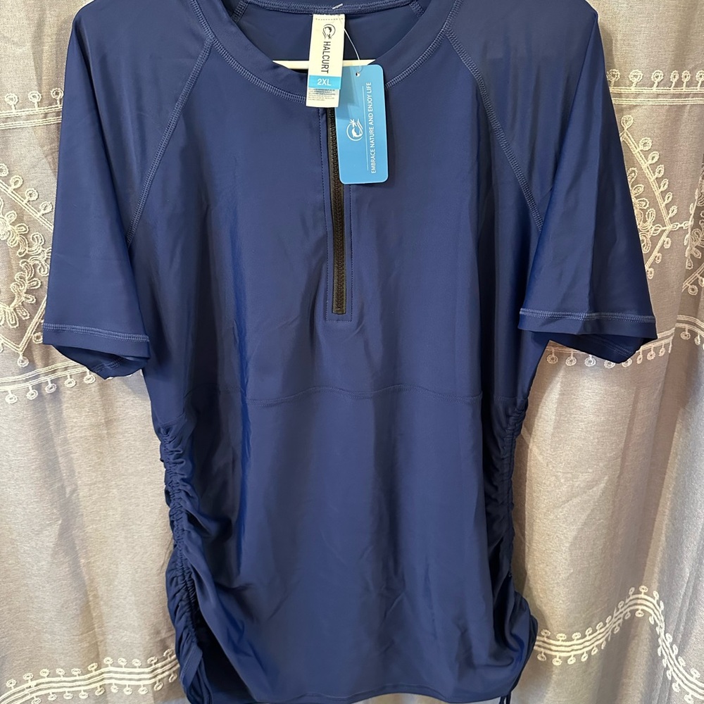 Blue Short Sleeve swim shirt